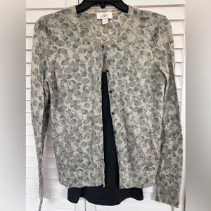 LOFT Gray Polka Dot Cardigan w cami